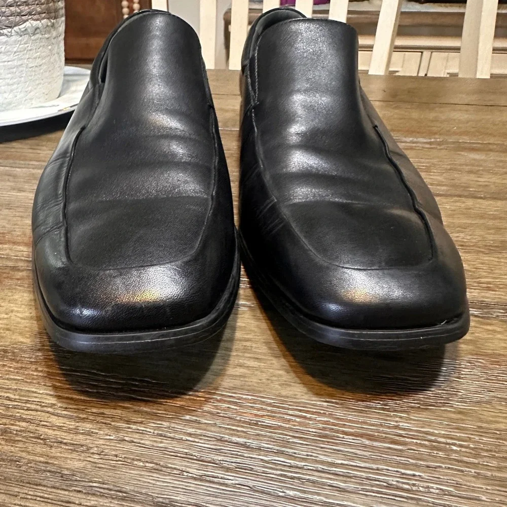 Calibrate Black Leather Slip On Loafers Dress Shoes Business Casual Mens Size 10